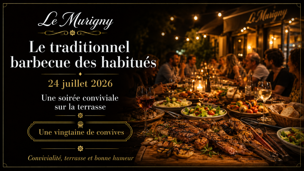 Barbecue des habitués du Murigny à Reims, soirée conviviale sur la terrasse le 24 juillet 2026